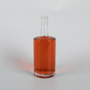 750ML Flat Shoulder Round Glass Vodka Bottle